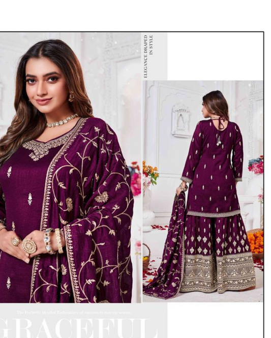 Rich Wine Color set with chic Kurta Design