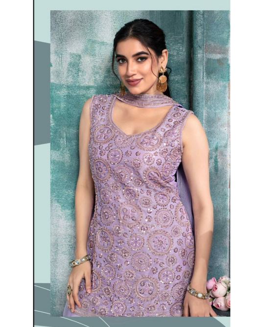 Elegant Lavender Plazo Suit