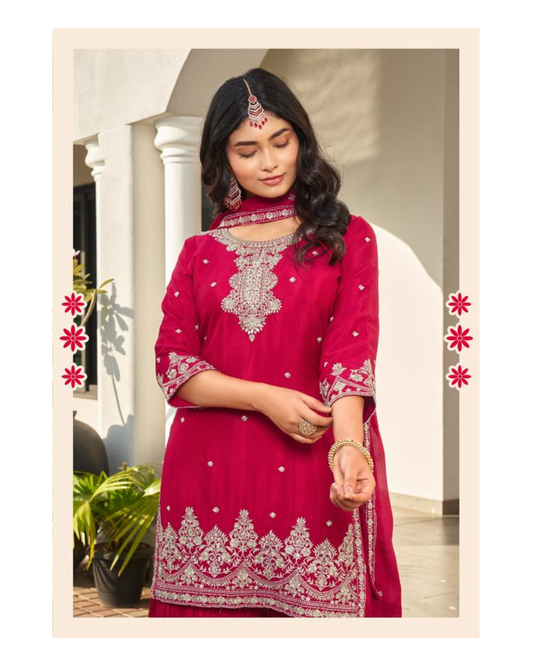 Elegant Maroon Plazo Suit