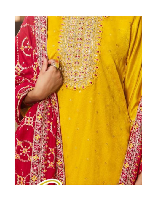 Elegant Yellow straight-cut suit