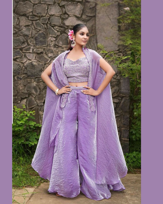 Indo-western Plazo Set with Shrug