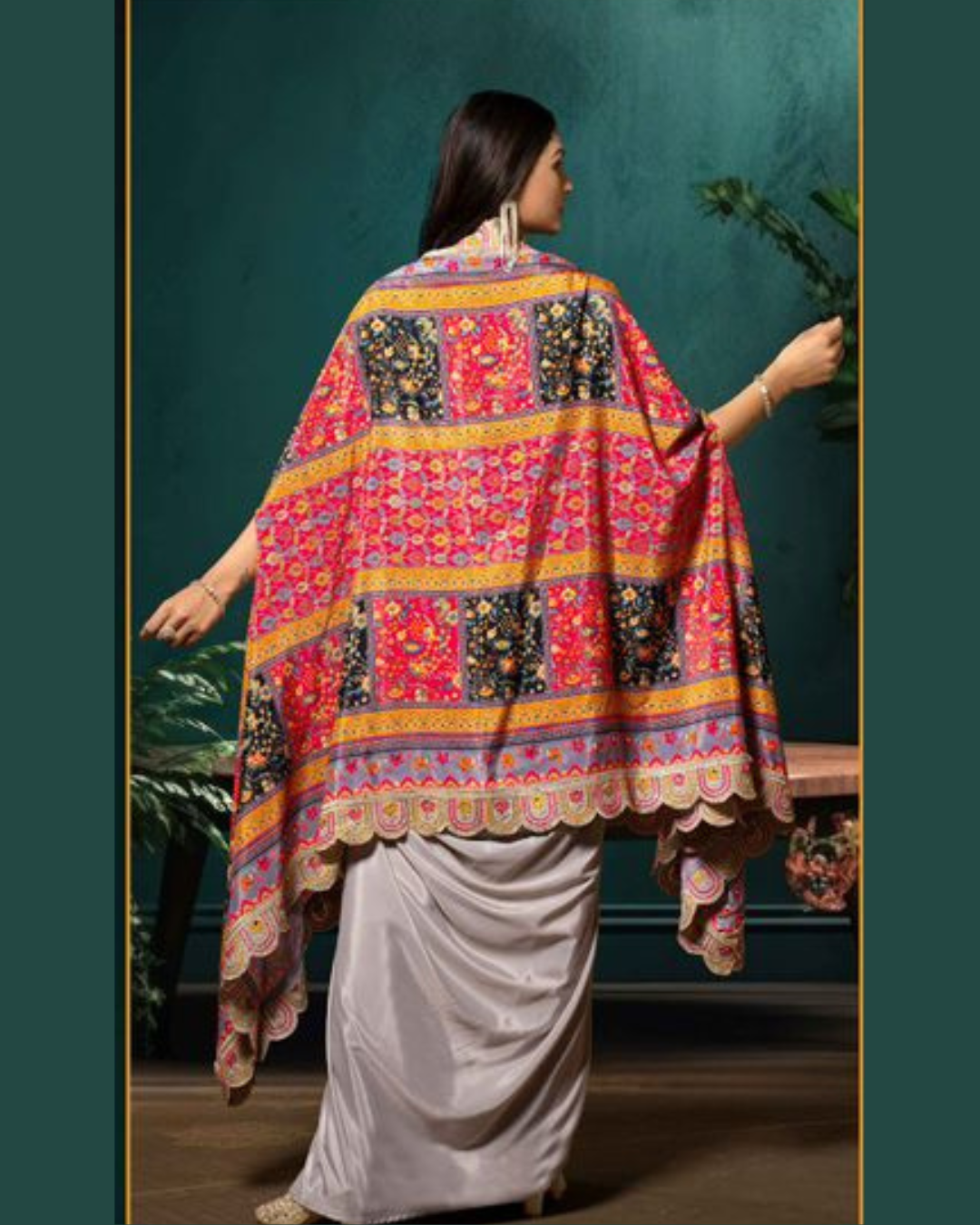 Indo-western saree with shrug