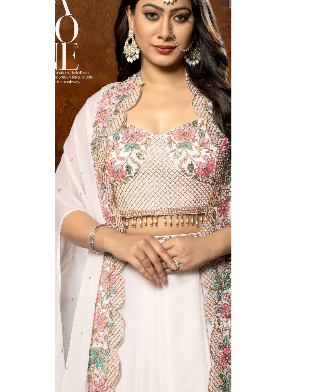 Indo-western saree with shrug