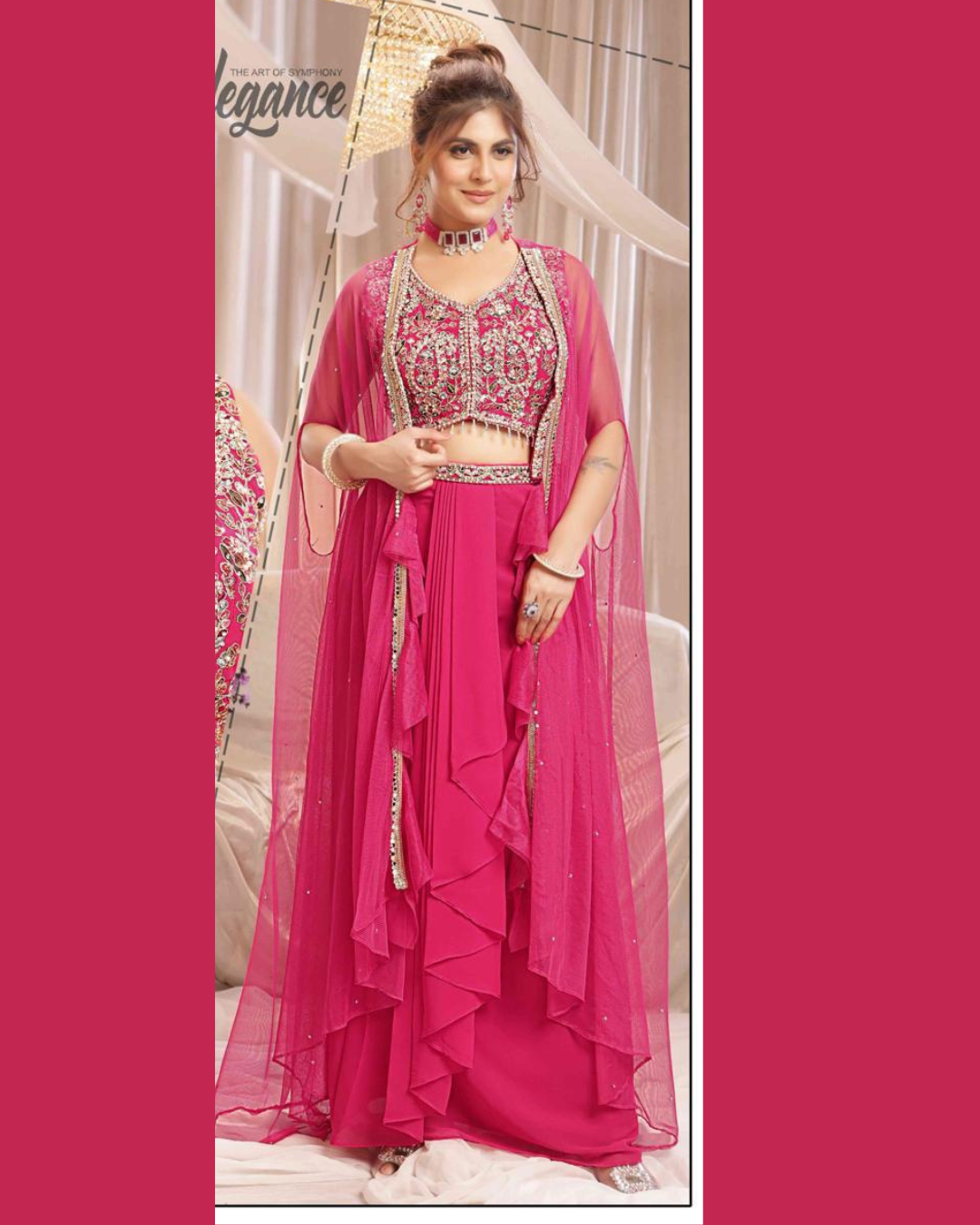 Indo-western saree with shrug