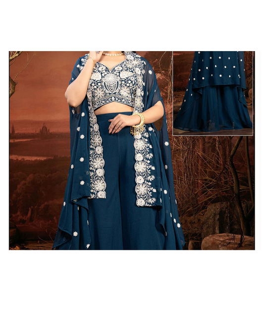 Indo-western Plazo Set with Shrug