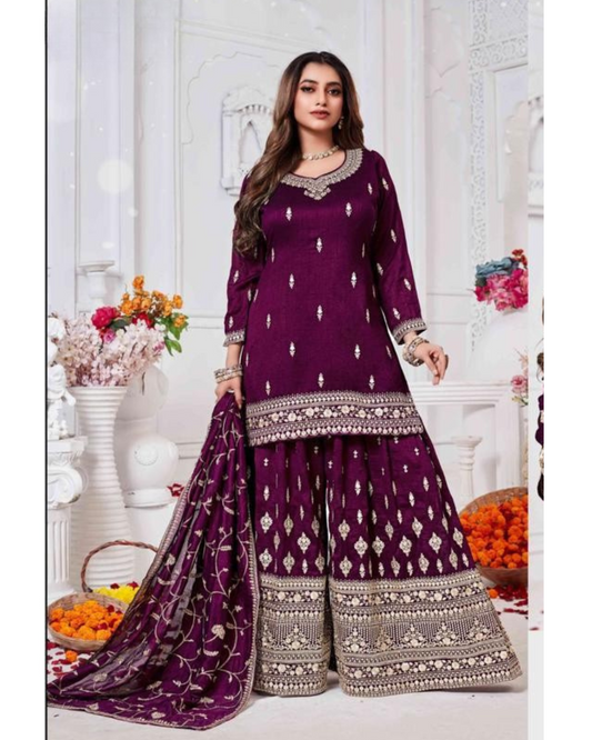 Rich Wine Color set with chic Kurta Design