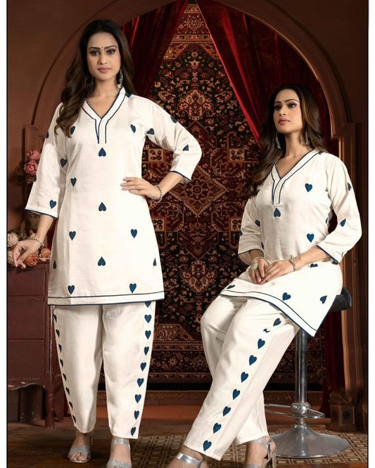 White 2-piece coord set with minimal design