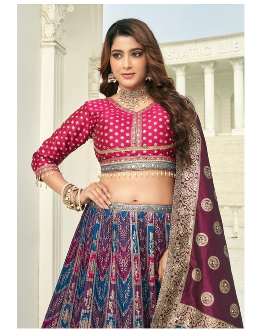 Red lehenga choli set with rich detailing