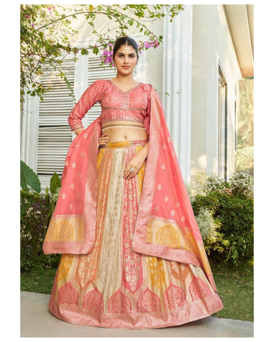 Elegant peach-pink lehenga choli set