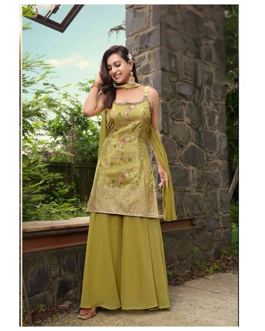 Elegant golden Plazo Suit