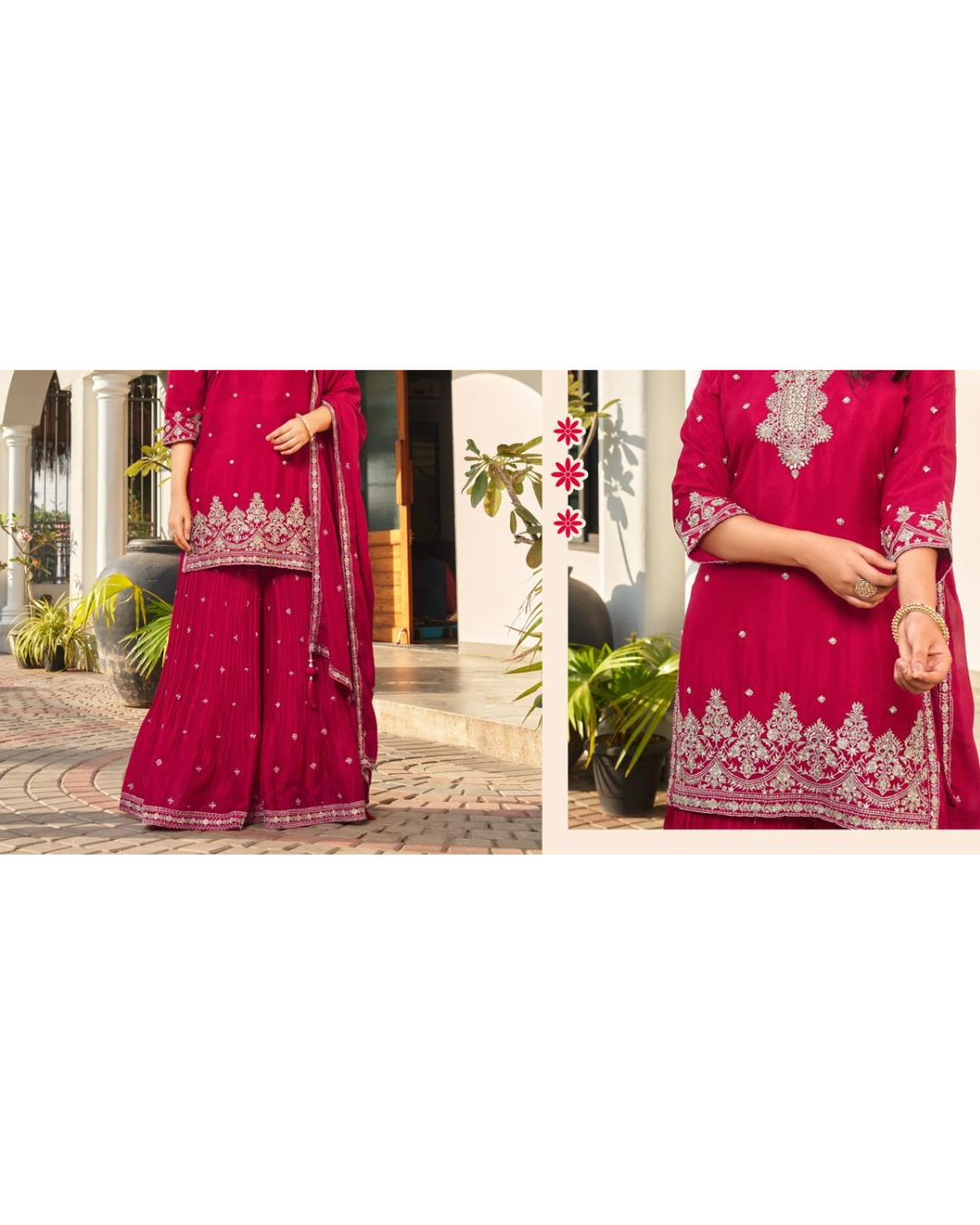 Elegant Maroon Plazo Suit