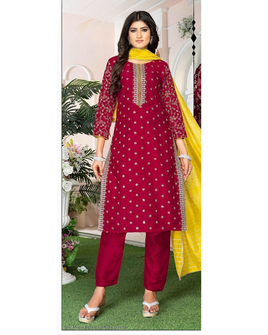 Rich maroon straight-cut suit