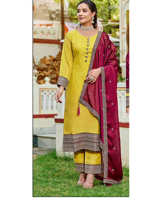 Mustard yellow straight-cut suit