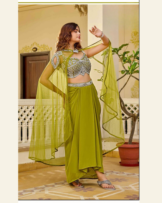Indo-western saree with shrug