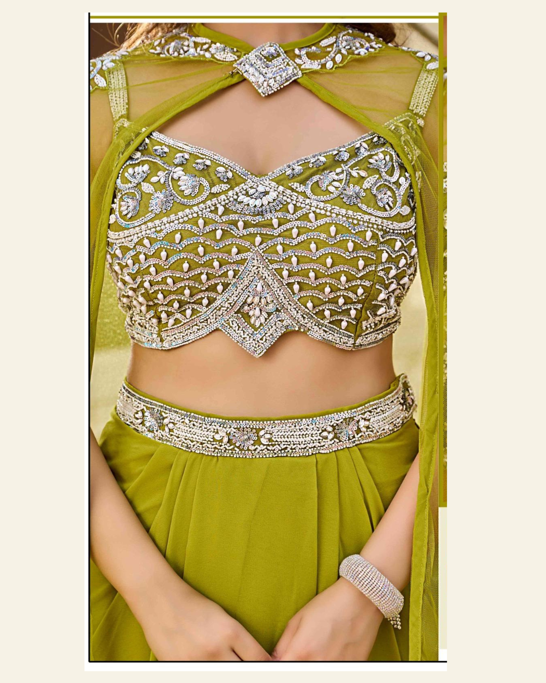 Indo-western saree with shrug
