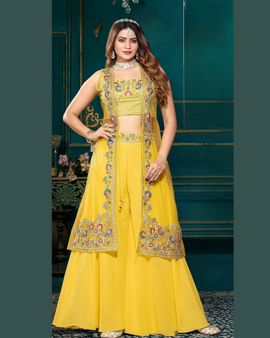Indo-western Plazo Set with Shrug