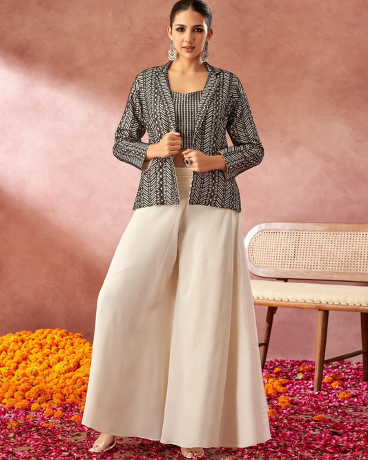 Indo-western Plazo Set with Koti