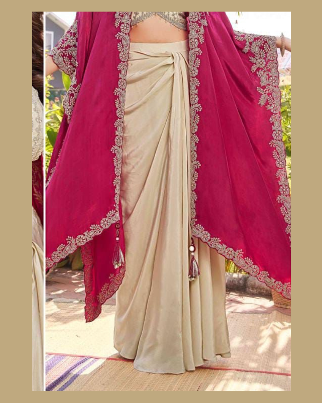 Indo-western saree with shrug