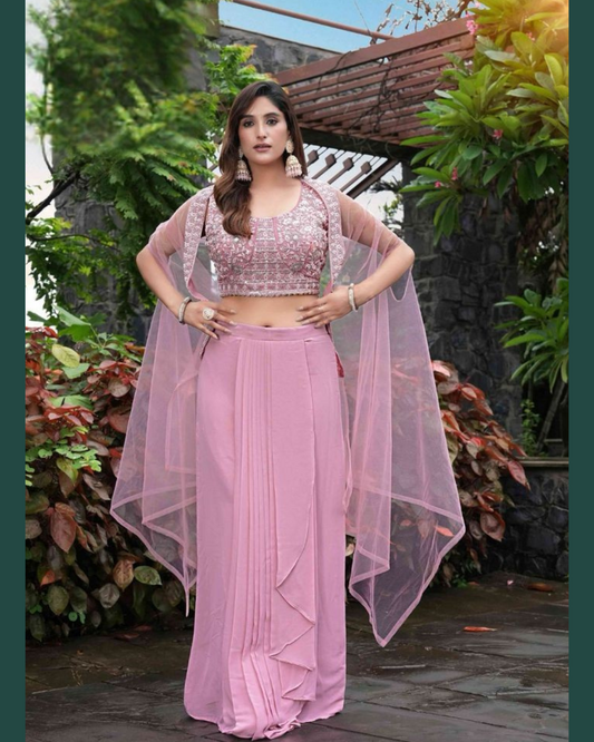 Indo-western saree with shrug