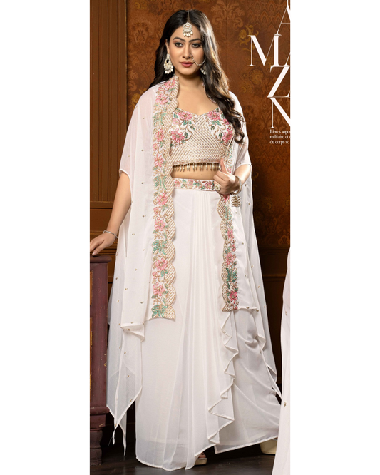 Indo-western saree with shrug