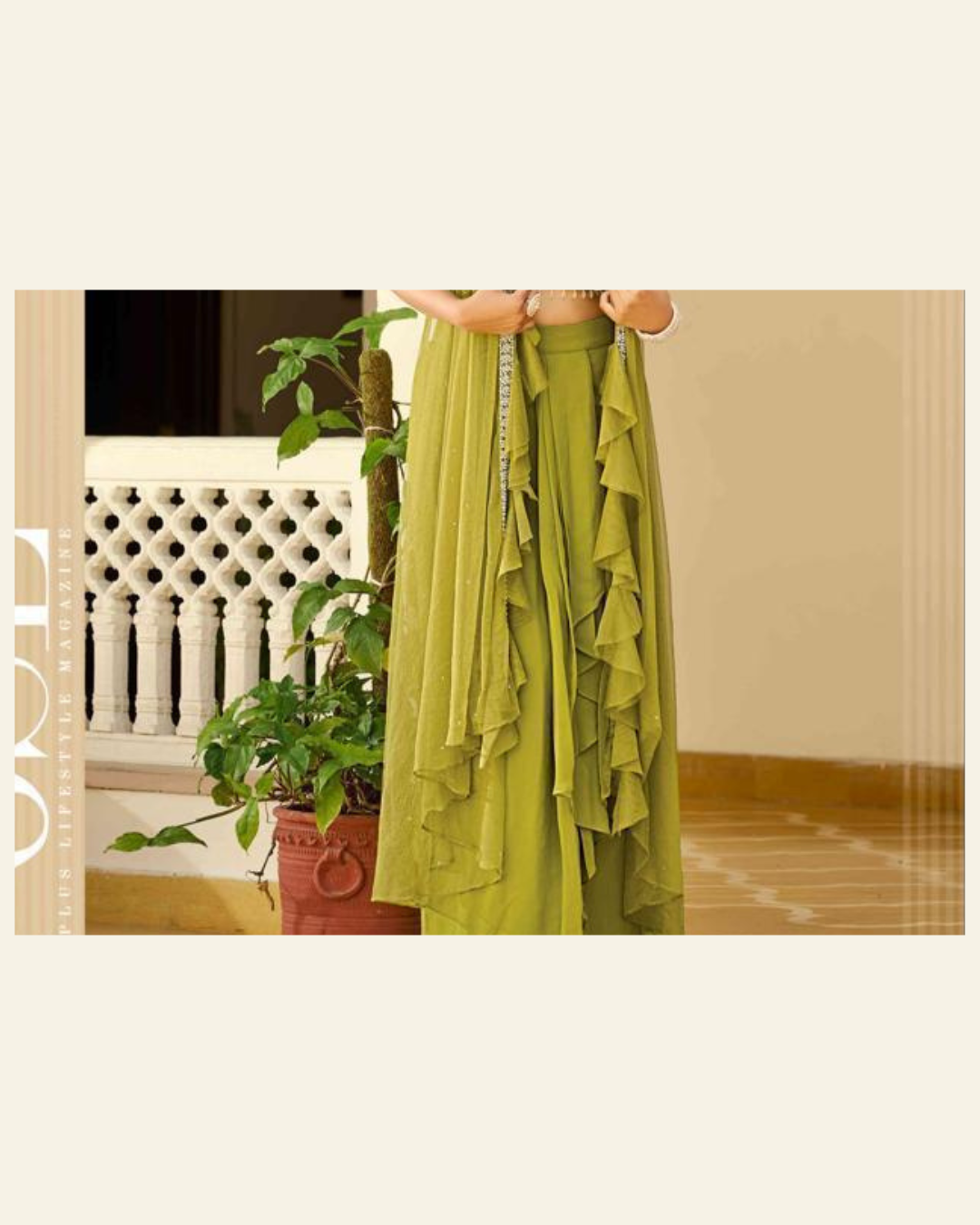 Indo-western saree with shrug