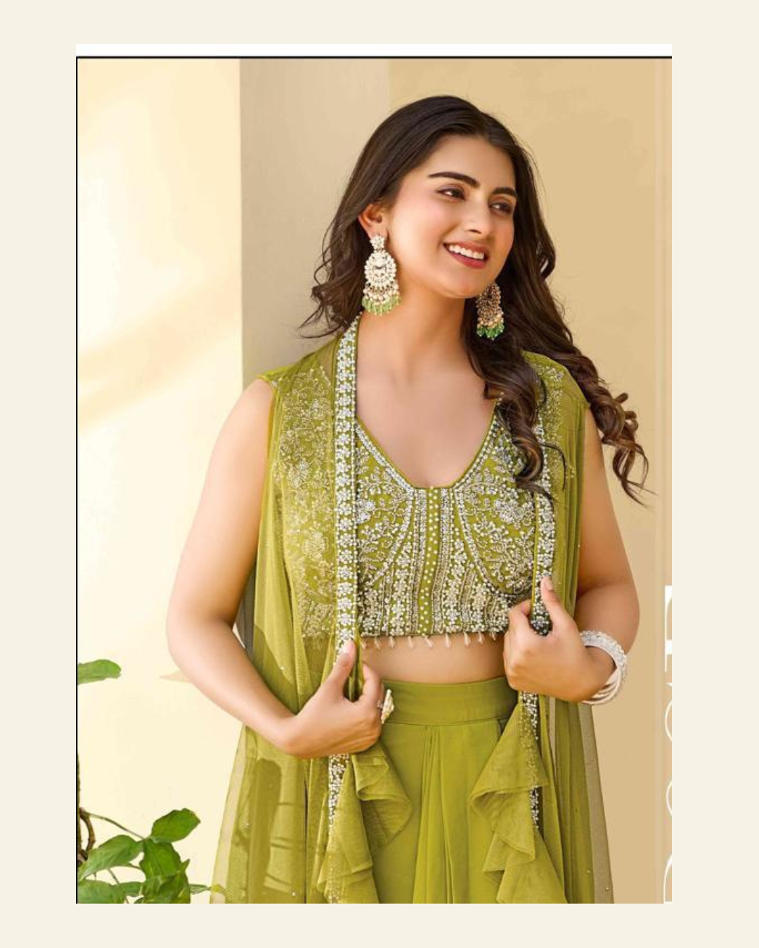 Indo-western saree with shrug