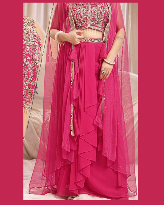 Indo-western saree with shrug