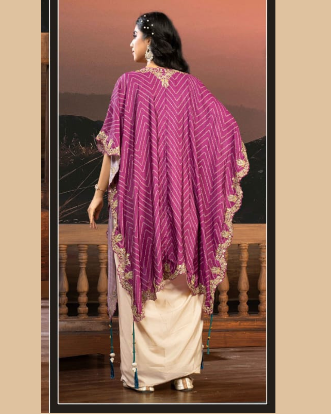 Indo-western saree with shrug