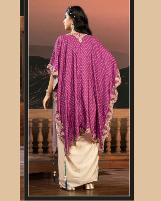 Indo-western saree with shrug