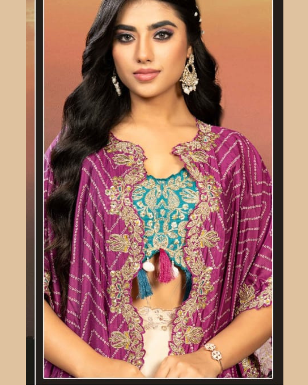 Indo-western saree with shrug