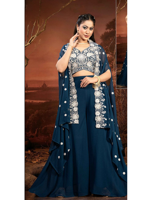 Indo-western Plazo Set with Shrug