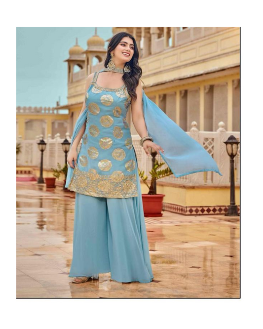 Elegant blue Plazo Suit