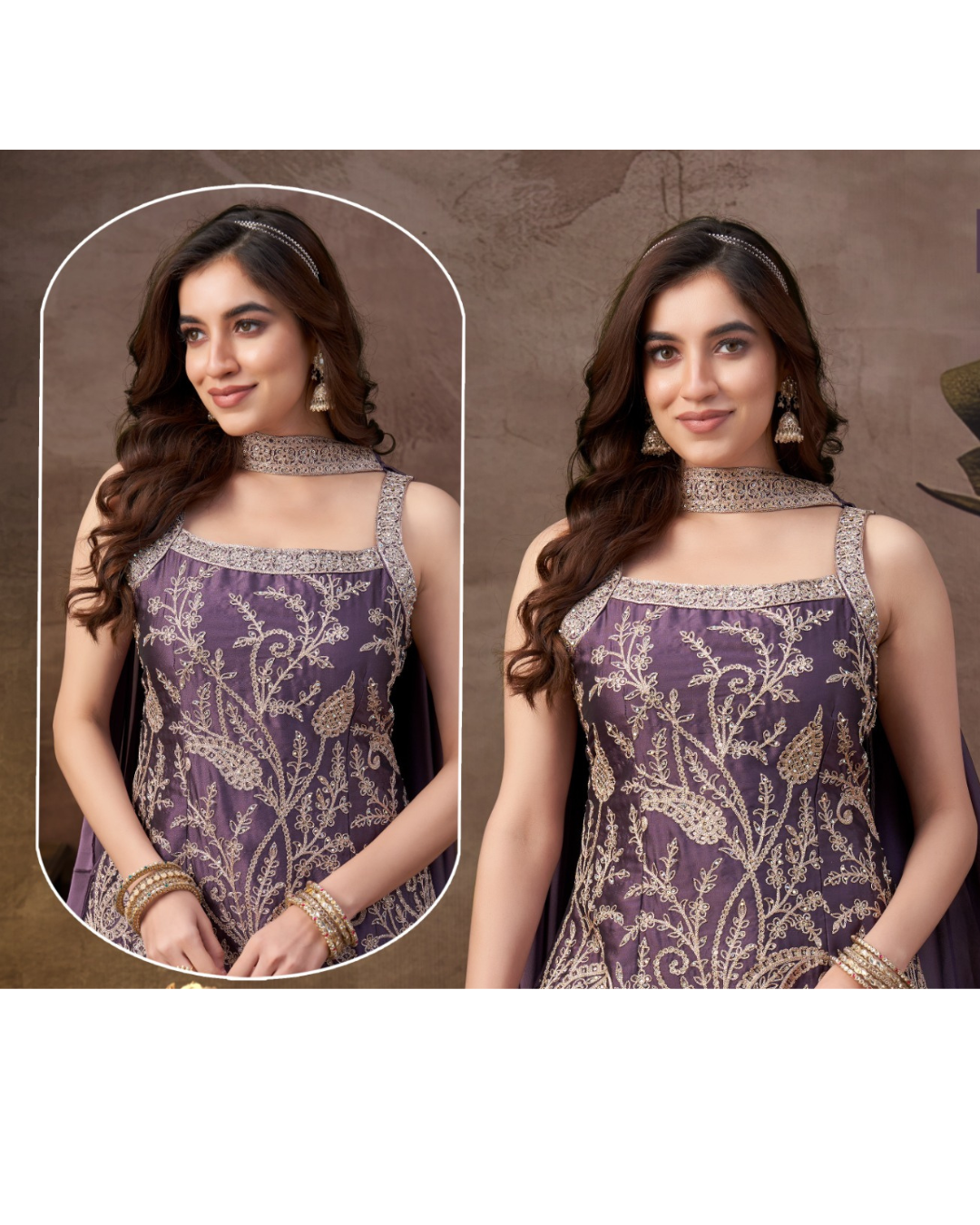 Elegant Purple Plazo Suit